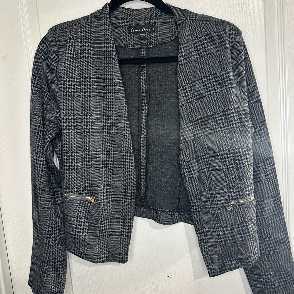 Love Tree Houndstooth Blazer Large